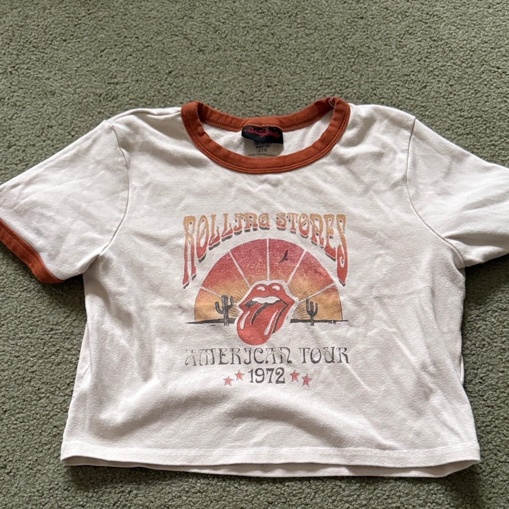 Rolling Stones Graphic Tee - White and Brown